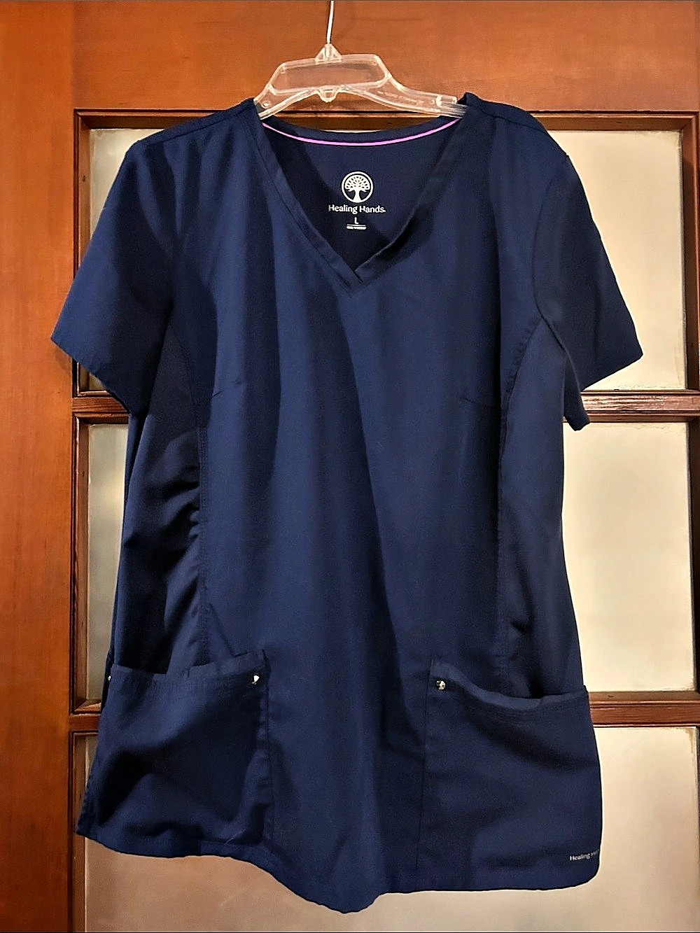 Healing Hands HH Works Monica V-Neck Scrub Top Blue Large